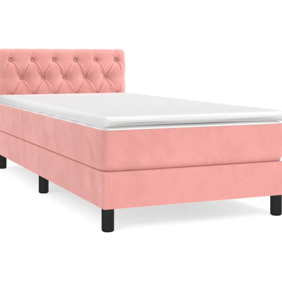 vidaXL Ramsäng med madrass rosa 80x200 cm sammet