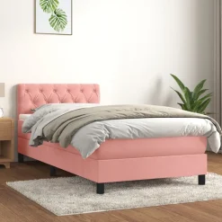 vidaXL Ramsäng med madrass rosa 80x200 cm sammet