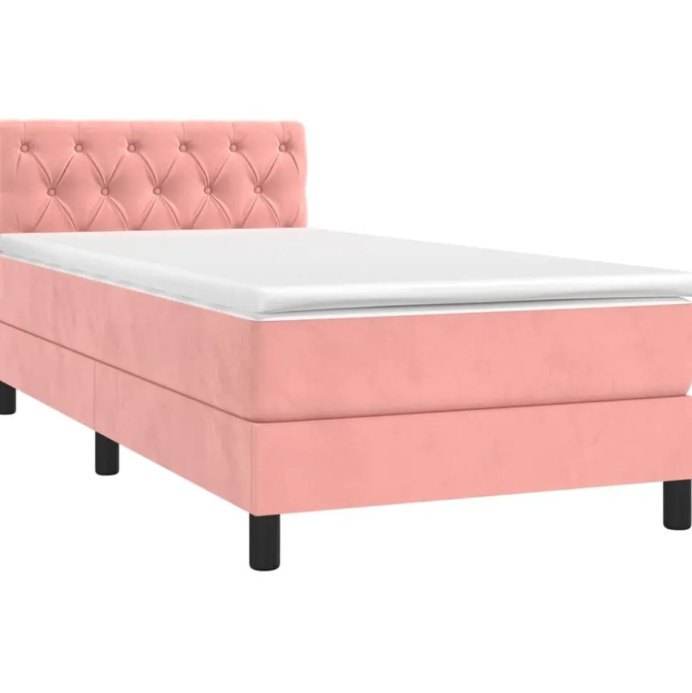vidaXL Ramsäng med madrass rosa 80x200 cm sammet