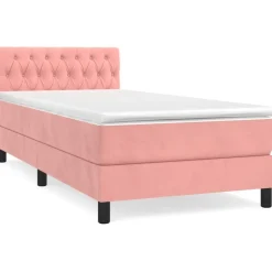 vidaXL Ramsäng med madrass rosa 90x200 cm sammet