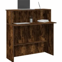 vidaXL Receptionsdisk rökfärgad ek 100x50x103,5 cm konstruerat trä