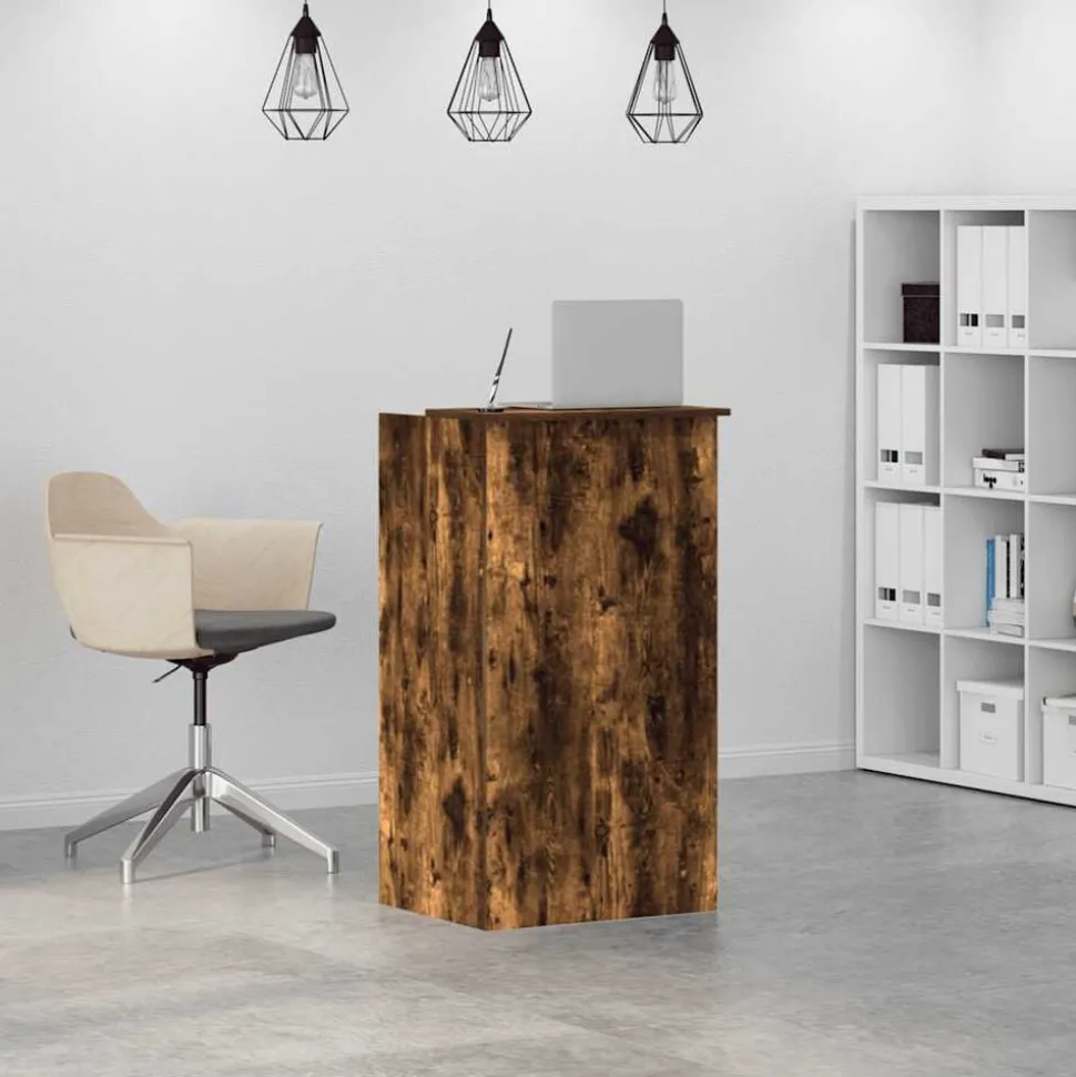 vidaXL Receptionsdisk rökfärgad ek 55x50x103,5 cm konstruerat trä