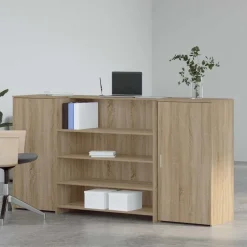 vidaXL Receptionsdisk sonoma-ek 200x50x103,5 cm konstruerat trä