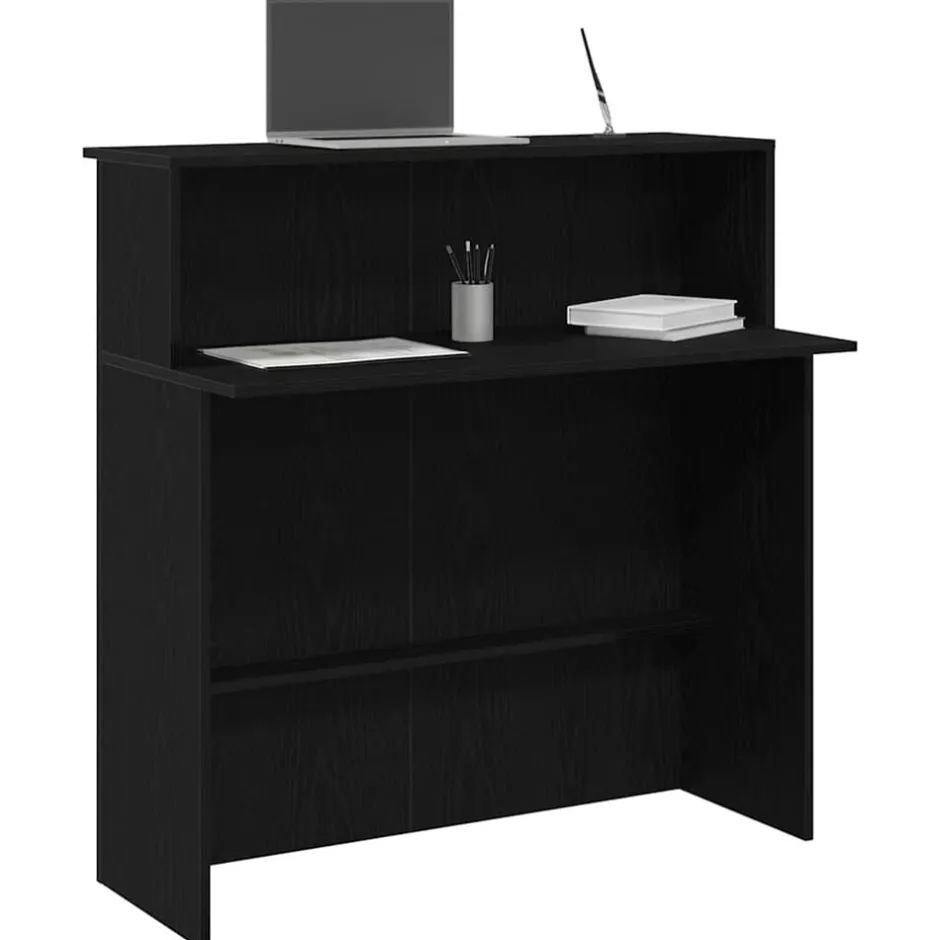 New vidaXL Receptionsdisk 100x50x103,5 cm konstruerat trä Svart