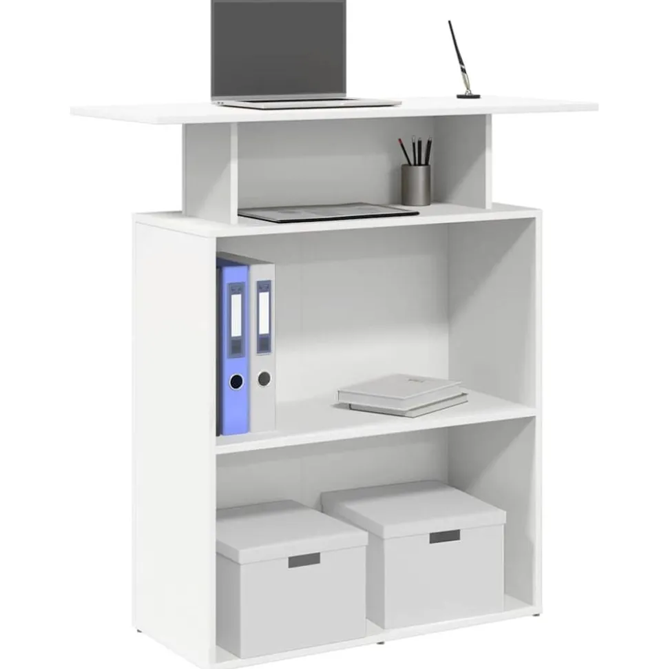vidaXL Receptionsdisk vit 100x40x104 cm konstruerat trä