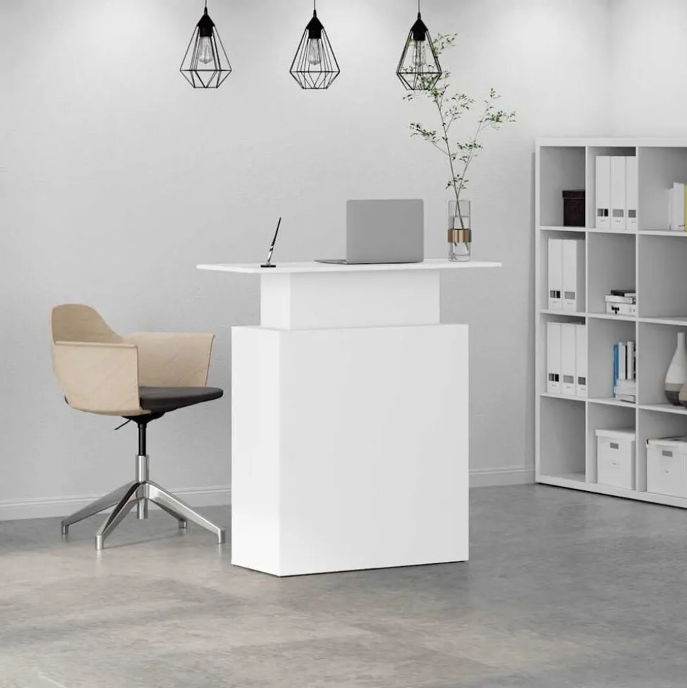 vidaXL Receptionsdisk vit 100x40x104 cm konstruerat trä