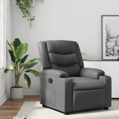 vidaXL Reclinerfåtölj grå konstläder
