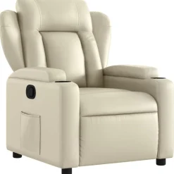 vidaXL Reclinerfåtölj gräddvit konstläder