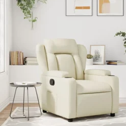 vidaXL Reclinerfåtölj gräddvit konstläder