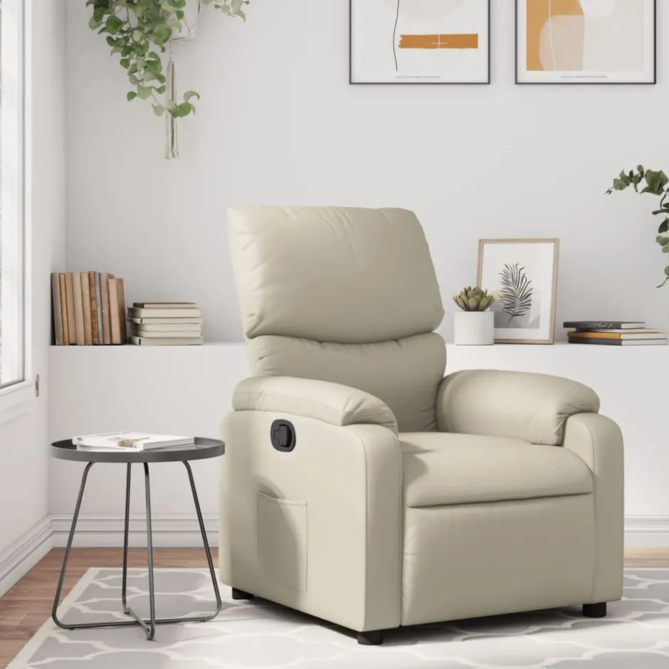 Sale vidaXL Reclinerfåtölj gräddvit konstläder Kräm
