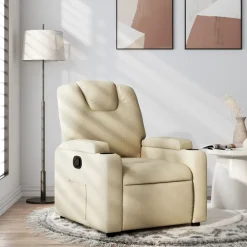 vidaXL Reclinerfåtölj gräddvit tyg