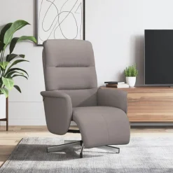 vidaXL Reclinerfåtölj med fotstöd taupe tyg