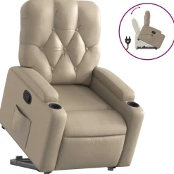 vidaXL Reclinerfåtölj med uppresningshjälp cappuccino konstläder