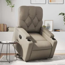 vidaXL Reclinerfåtölj med uppresningshjälp cappuccino konstläder