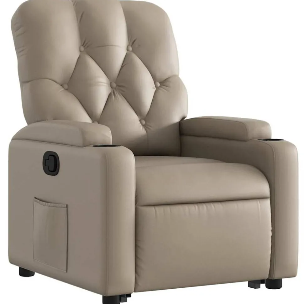vidaXL Reclinerfåtölj med uppresningshjälp cappuccino konstläder
