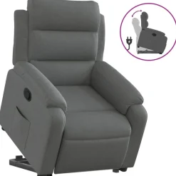 Hot vidaXL Reclinerfåtölj med uppresningshjälp tyg Mörkgrå