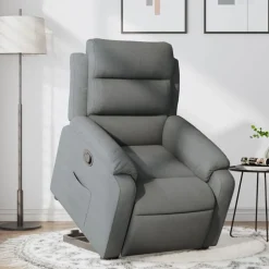 Hot vidaXL Reclinerfåtölj med uppresningshjälp tyg Mörkgrå