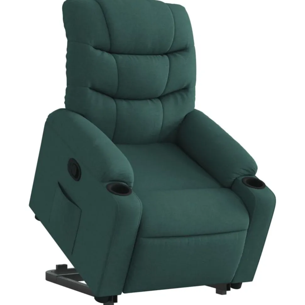 vidaXL Reclinerfåtölj med uppresningshjälp mörkgrön tyg