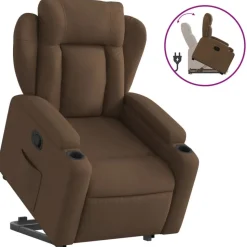 vidaXL Reclinerfåtölj med uppresningshjälp brun tyg