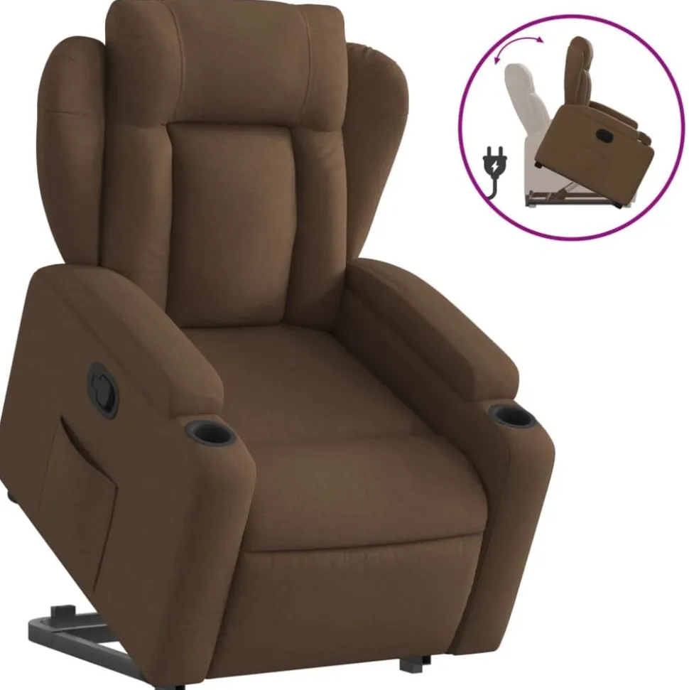 vidaXL Reclinerfåtölj med uppresningshjälp brun tyg