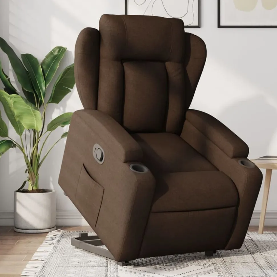 vidaXL Reclinerfåtölj med uppresningshjälp brun tyg