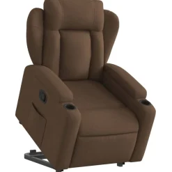 vidaXL Reclinerfåtölj med uppresningshjälp brun tyg
