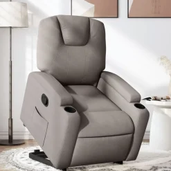 vidaXL Reclinerfåtölj med uppresningshjälp taupe tyg