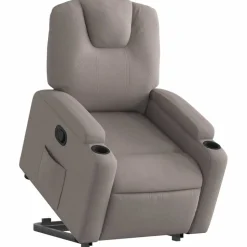 vidaXL Reclinerfåtölj med uppresningshjälp taupe tyg