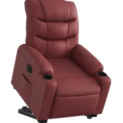 Clearance vidaXL Reclinerfåtölj med uppresningshjälp konstläder Vinröd