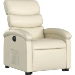 vidaXL Reclinerfåtölj med uppresningshjälp gräddvit konstläder