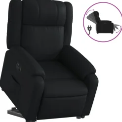 vidaXL Reclinerfåtölj med uppresningshjälp svart konstläder