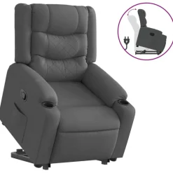 Best vidaXL Reclinerfåtölj med uppresningshjälp tyg Mörkgrå