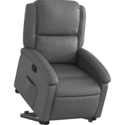vidaXL Reclinerfåtölj med uppresningshjälp grå konstläder