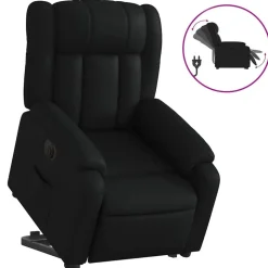 vidaXL Reclinerfåtölj med uppresningshjälp svart konstläder