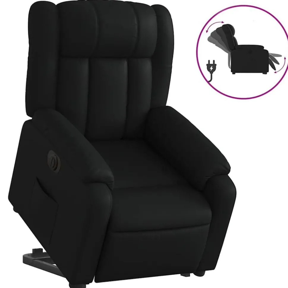 vidaXL Reclinerfåtölj med uppresningshjälp svart konstläder