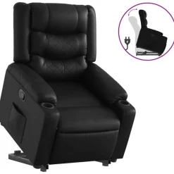 vidaXL Reclinerfåtölj med uppresningshjälp konstläder Svart