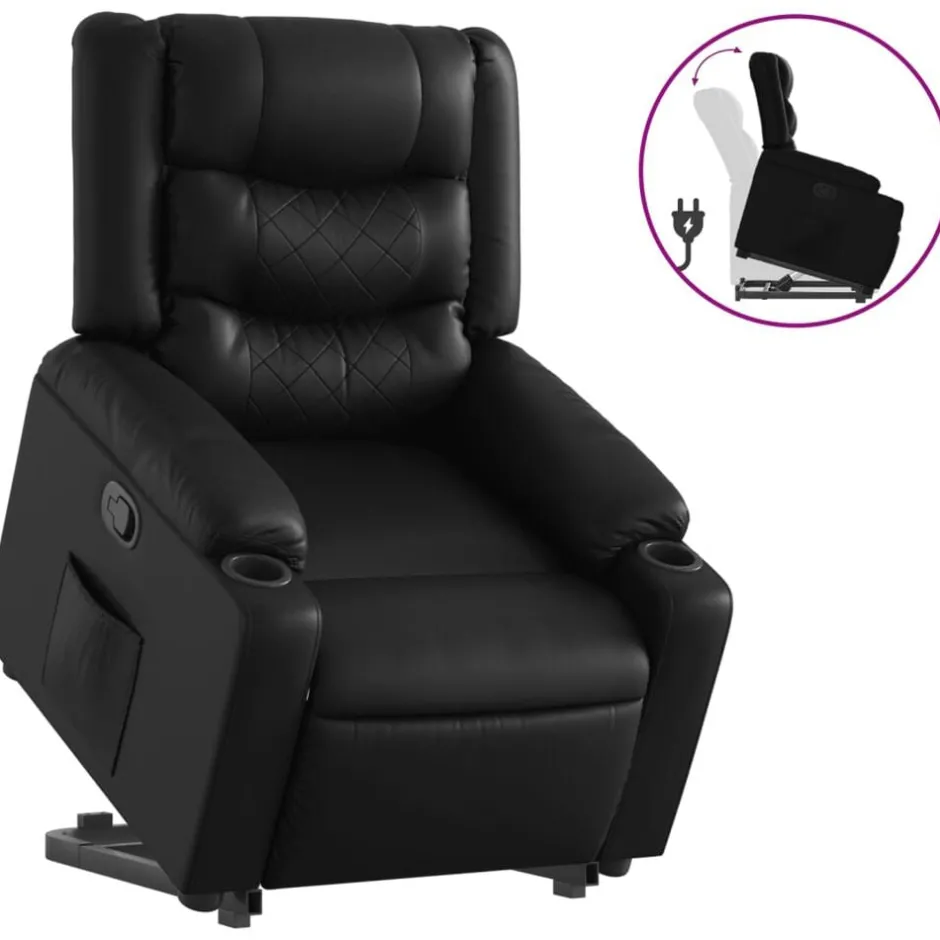 vidaXL Reclinerfåtölj med uppresningshjälp konstläder Svart