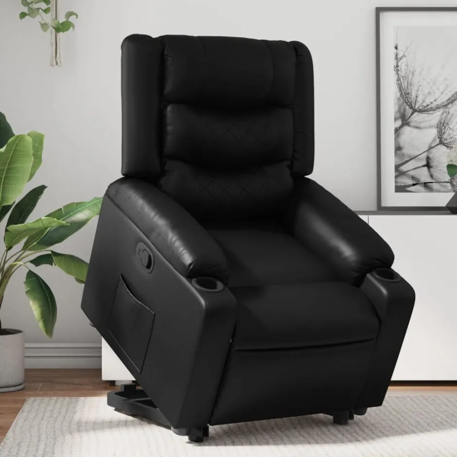 vidaXL Reclinerfåtölj med uppresningshjälp konstläder Svart