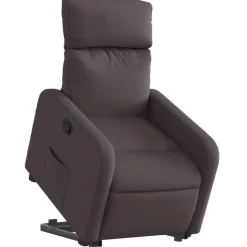 vidaXL Reclinerfåtölj med uppresningshjälp mörkbrun tyg