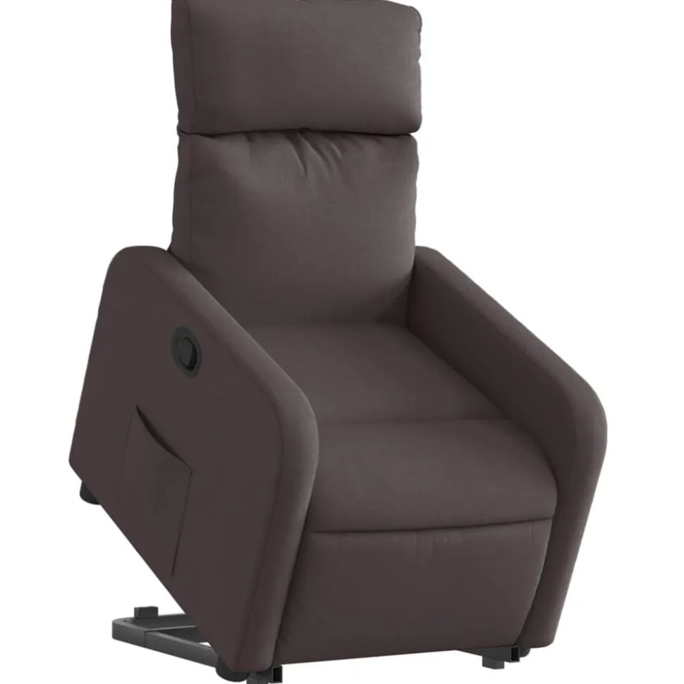 vidaXL Reclinerfåtölj med uppresningshjälp mörkbrun tyg