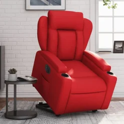 vidaXL Reclinerfåtölj med uppresningshjälp röd konstläder