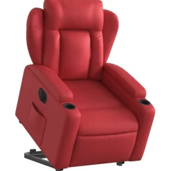 vidaXL Reclinerfåtölj med uppresningshjälp röd konstläder