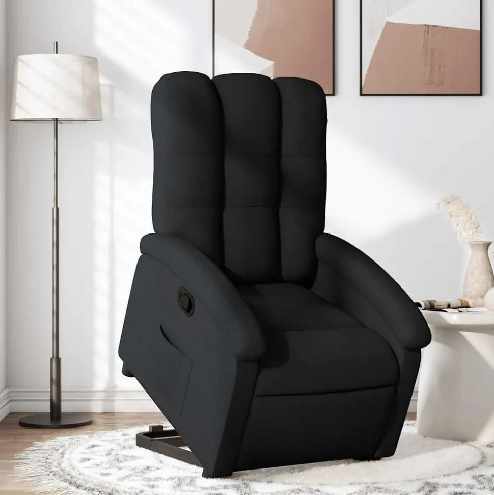 vidaXL Reclinerfåtölj med uppresningshjälp svart tyg