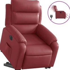 vidaXL Reclinerfåtölj med uppresningshjälp vinröd konstläder