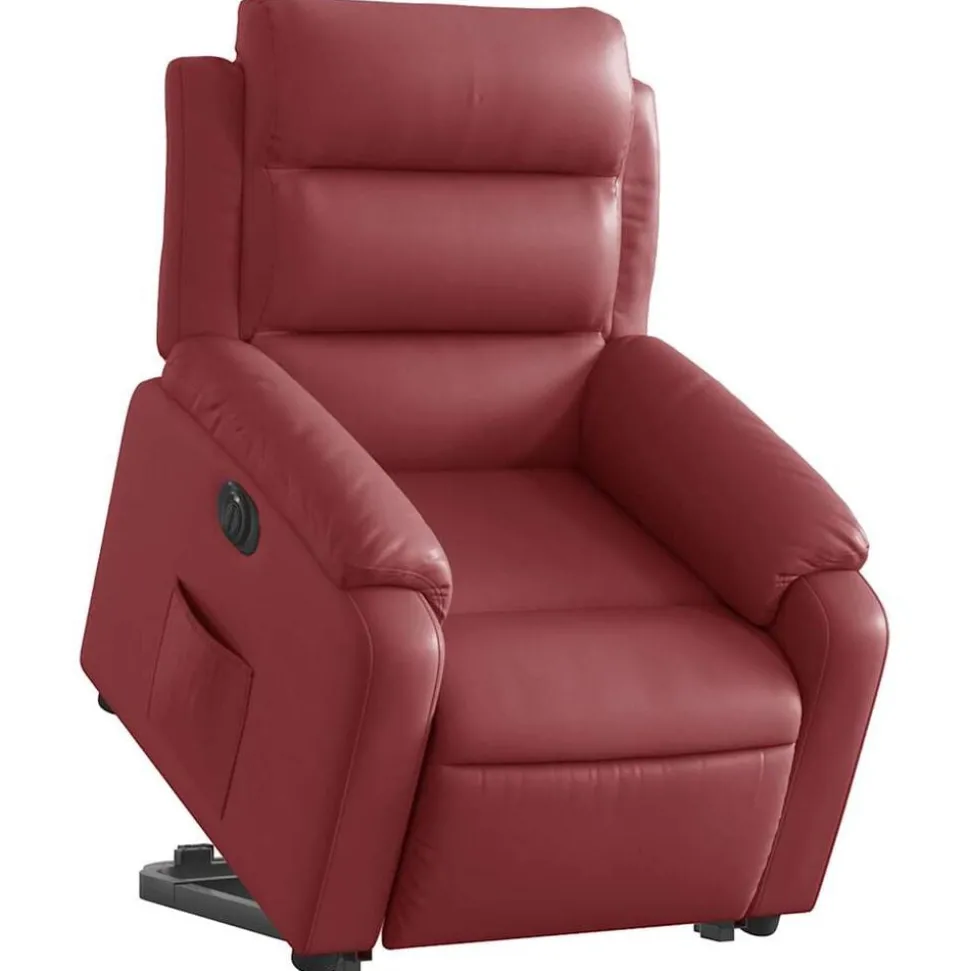 vidaXL Reclinerfåtölj med uppresningshjälp vinröd konstläder