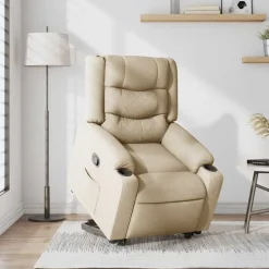 Online vidaXL Reclinerfåtölj med uppresningshjälp gräddvit tyg Kräm