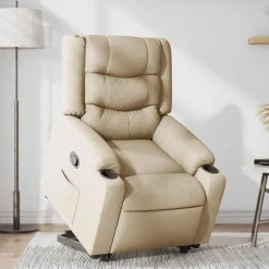 Online vidaXL Reclinerfåtölj med uppresningshjälp gräddvit tyg Kräm
