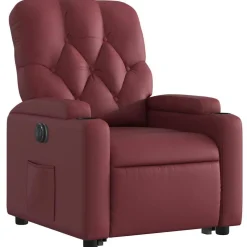 vidaXL Reclinerfåtölj med uppresningshjälp vinröd konstläder
