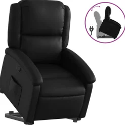 vidaXL Reclinerfåtölj med uppresningshjälp svart konstläder