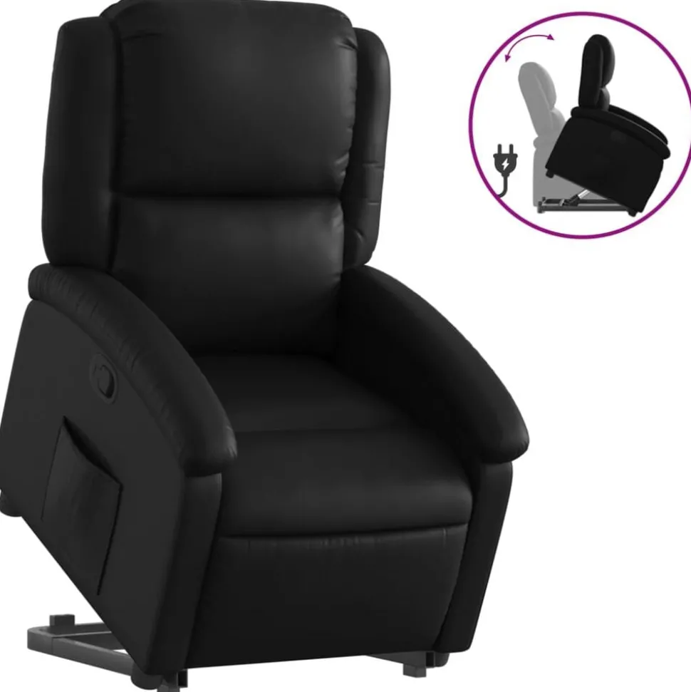 vidaXL Reclinerfåtölj med uppresningshjälp svart konstläder